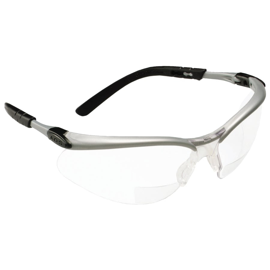 BX Safety Eyewear, +1.5 Diopter Polycarbon Hard Coat Lenses, Silver/Black Frame