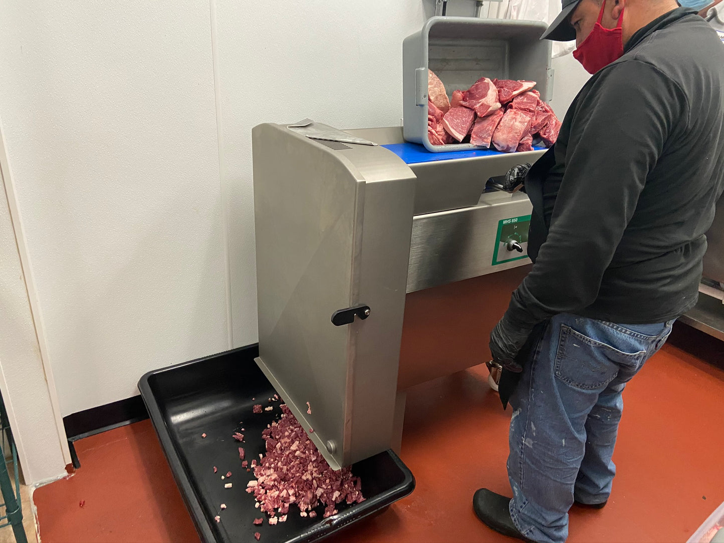 MHS Model 2000-105 Series Industrial Meat Dicer with Take away conveyor and optional bin lifter
