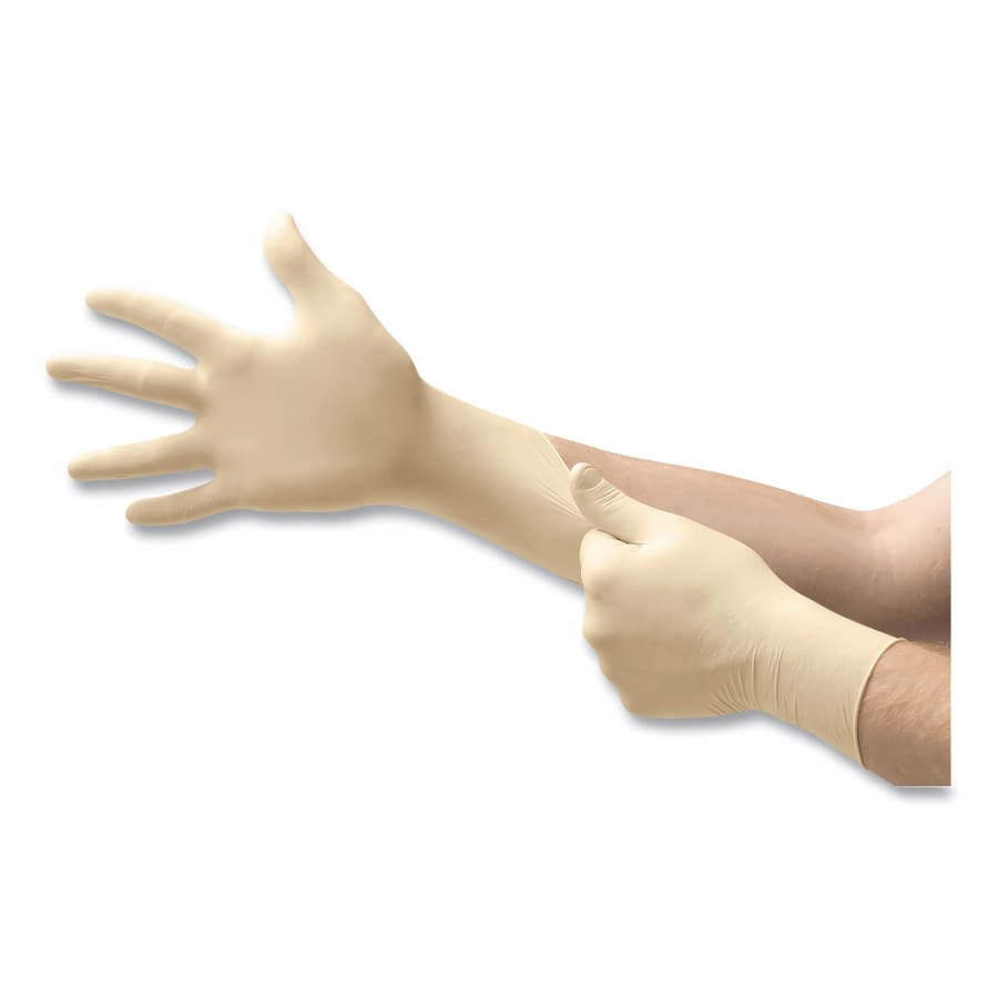 TouchNTuff® 69-210 Disposable Gloves, Powder Free, Natural Rubber Latex, 5 mil, Medium