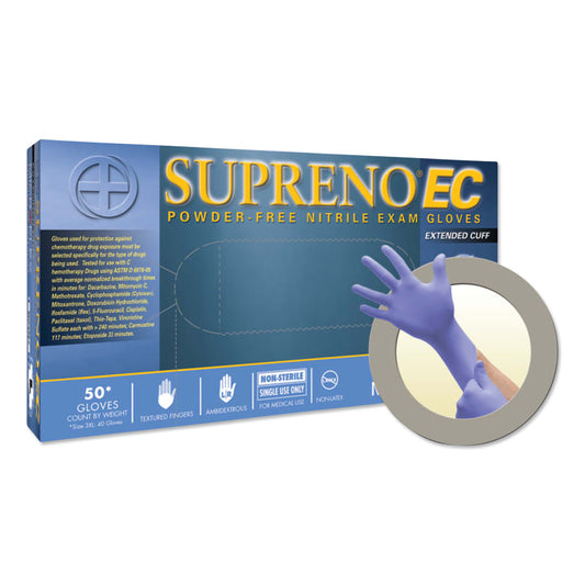 Supreno® EC SEC-375 Nitrile Disposable Gloves, 5.5 mil Palm, 8.3 mil Fingers, X-Large, Violet Blue