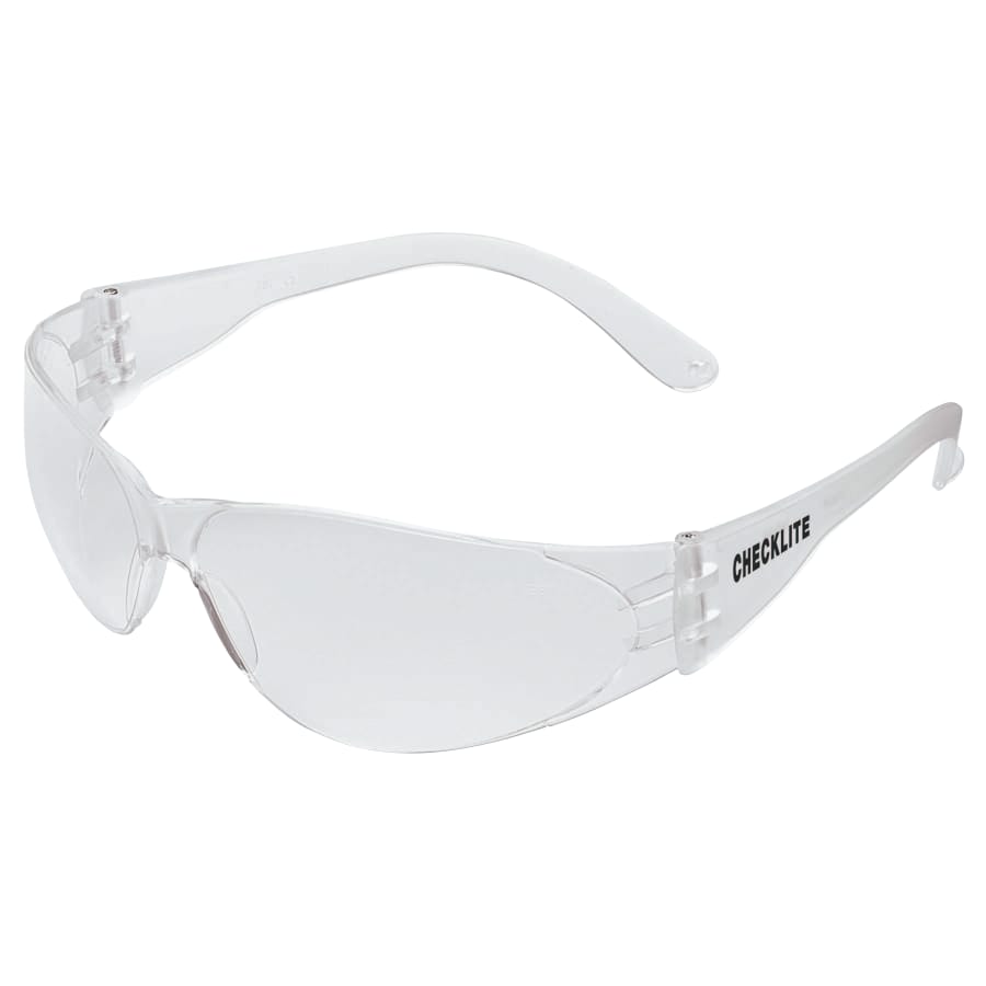 Checklite® CL1 Frameless Safety Glasses, Polycarbonate Clear Lens, Duramass®, Clear Polycarbonate Temples
