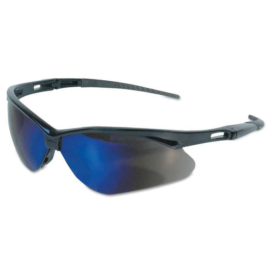 V30 Nemesis™ Safety Glasses, Blue Mirror, Polycarbonate Lens, Mirror, Black Frame/Temple, Nylon