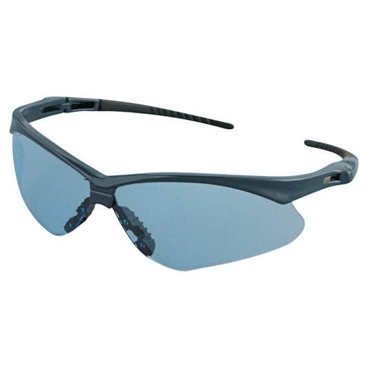 V30 Nemesis™ Safety Glasses, Light Blue, Polycarbonate Lens, Uncoated, Blue Frame, Black Temples, Nylon