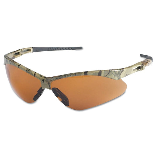 V30 Nemesis™ Safety Glasses, Bronze, Polycarbonate Lens, Uncoated, Camouflage Frame/Temples, Nylon