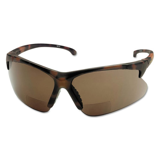 V60 30-06 Rx Readers Prescription Safety Glasses, Brown Polycarbonate Lens, Hardcoated, Tortoise, Nylon, +1.5