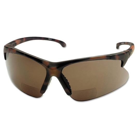 V60 30-06 Rx Readers Prescription Safety Glasses, Brown Polycarbonate Lens, Hardcoated, Tortoise, Nylon, +2.0