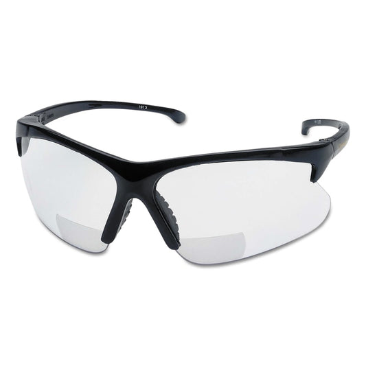 V60 30-06 Rx Readers Prescription Safety Glasses, Clear Polycarbonate Lens, Hardcoated, Black, Nylon, +2.0