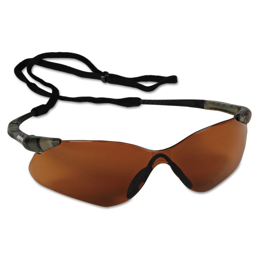 V30 Nemesis™ VL Safety Glasses, Bronze, Polycarbonate Lens, Uncoated, Camouflage No Brow Frame, Nylon