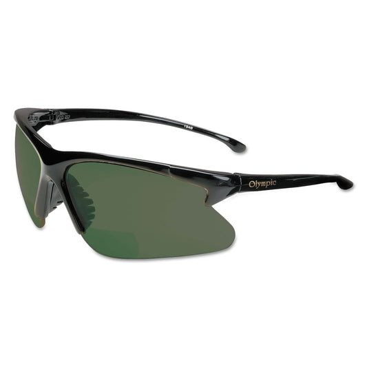 V60 30-06 Rx Readers Prescription Safety Glasses, IRUV Shade 5.0 Polycarbonate Lens, Hardcoated, Black, Nylon, +2.0