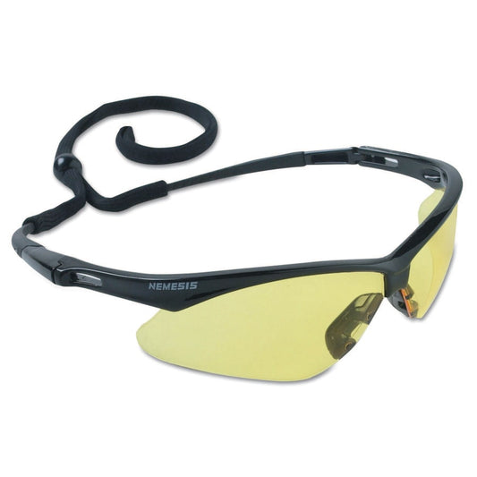 V30 Nemesis™ Safety Glasses, Amber, Polycarbonate Lens, Uncoated, Black Frame/Temples, Nylon