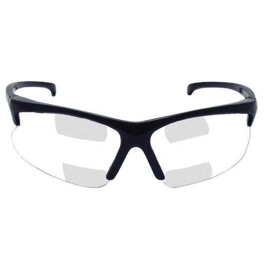 V60 30-06 Dual Readers Prescription Safety Glasses, Clear Polycarbonate Lens, Hardcoated, Black, Nylon, +2.5