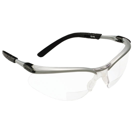 BX Safety Eyewear, +1.5 Diopter Polycarbon Hard Coat Lenses, Silver/Black Frame