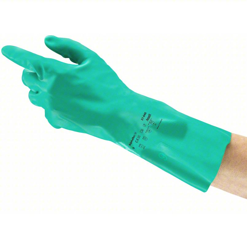 AlphaTec® 37-646 Chemical Resistant Nitrile Gloves, 8, Green, 11 Mil