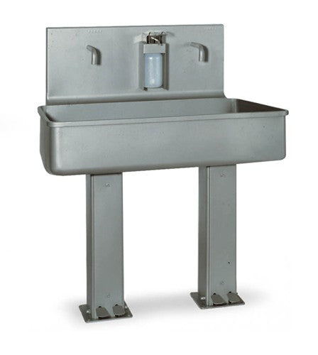 Roser Model 28141 Wall or Floor Mounted 2 Station Pedal Operated Washbasin with Soap Dispenser