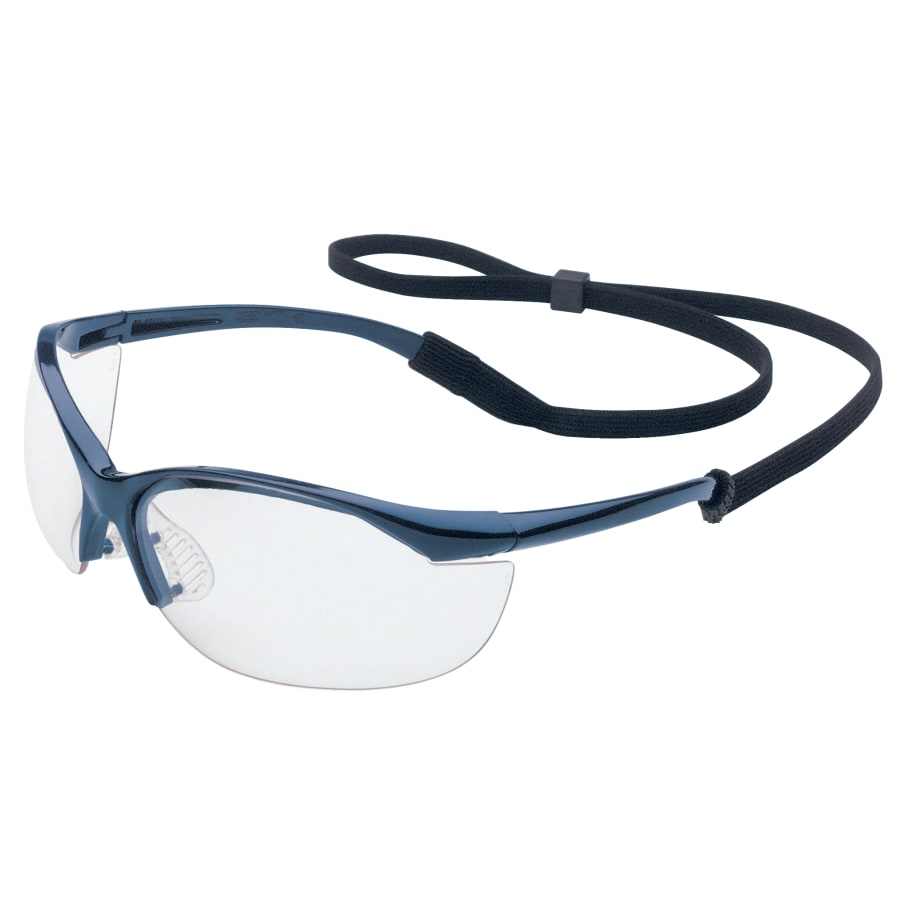 Vapor Eyewear, Clear Lens, Polycarbonate, Hard Coat, Metallic Blue Frame, Nylon