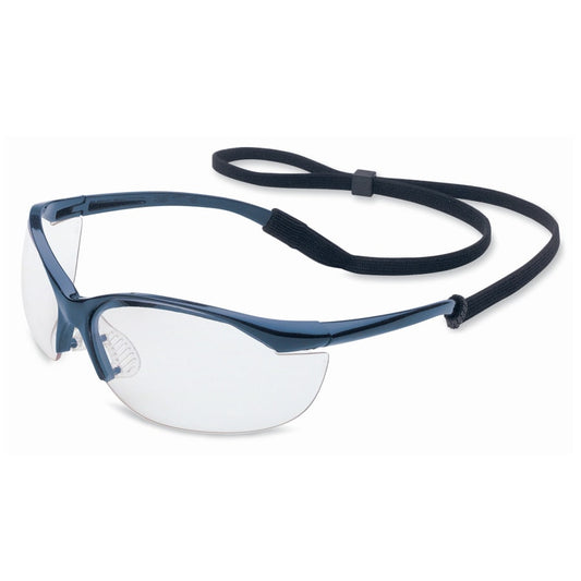 Vapor Eyewear, Clear Lens, Polycarbonate, Fog-Ban Anti-Fog, Metallic Blue Frame