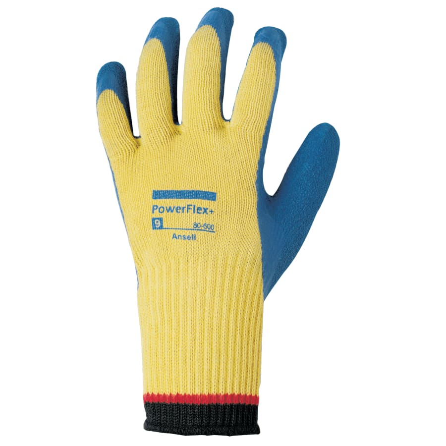 PowerFlex Plus Gloves, Size 7, Yellow/Blue