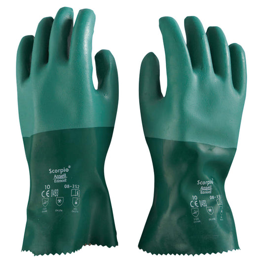 08-352 Neoprene Dipped Gloves, Rough Finish, Size 10, Green
