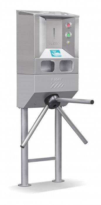 Roser Model 29795 Floor Mounted DUOMANS Hand Sanitizer With Turnstile Door