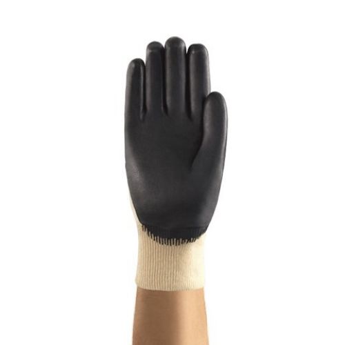 Edge® Nitrile Gloves, Knit Wrist Cuff, Interlock Knit Lined, Size 7, Black