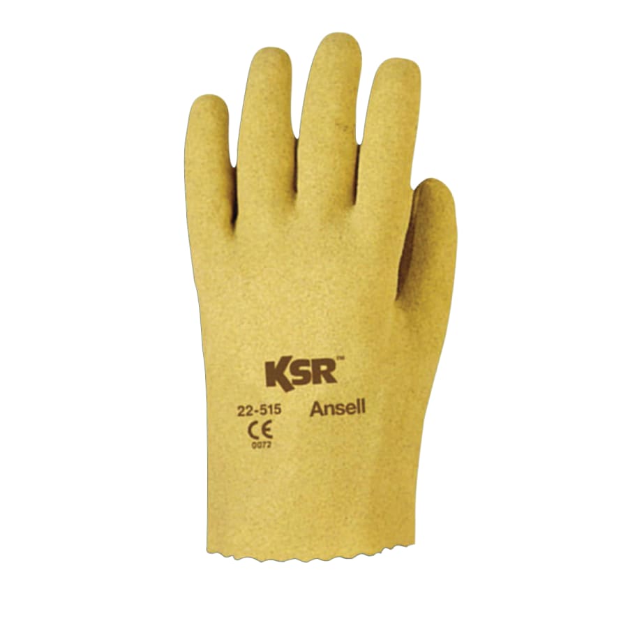 KSR® Multi-Purpose Vinyl-Coated Gloves, Interlock Knit Liner, 8, Yellow